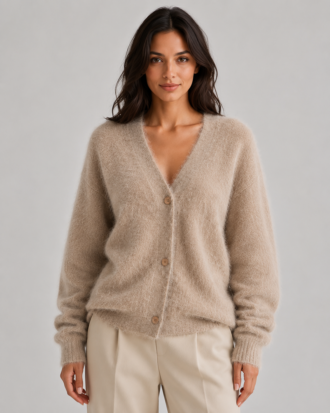 Winona | Fluffy V-Neck Button-Front Cardigan
