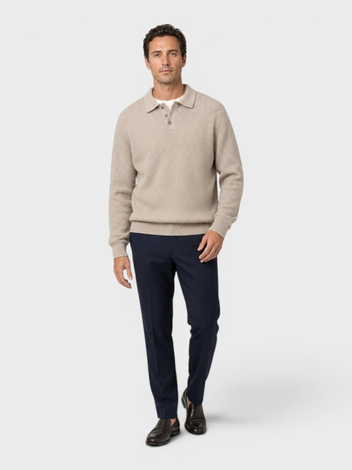 Yale | Ribbed Knit Polo Sweater