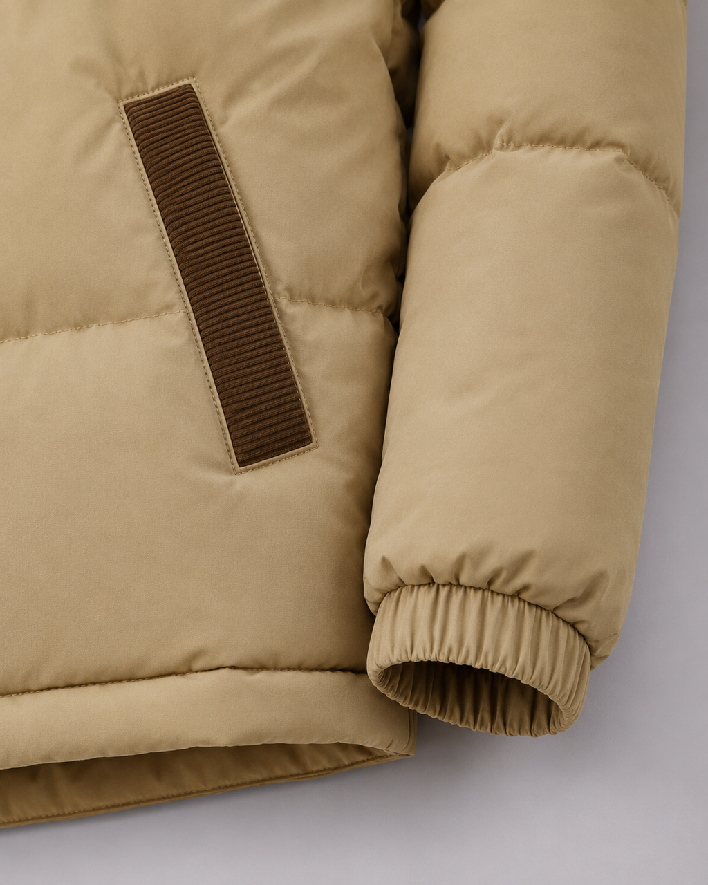 Virgil | Colour Block Hooded Puffer Jacket with Corduroy Panels