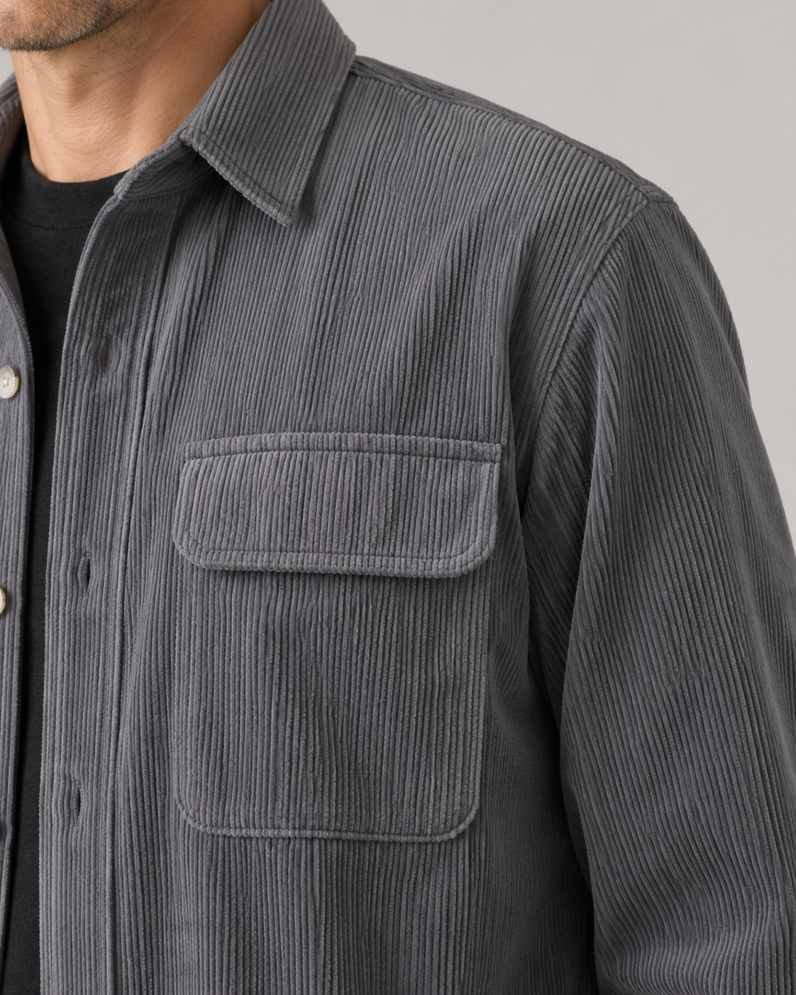 Nikolai | Corduroy Button-Up Shirt Jacket