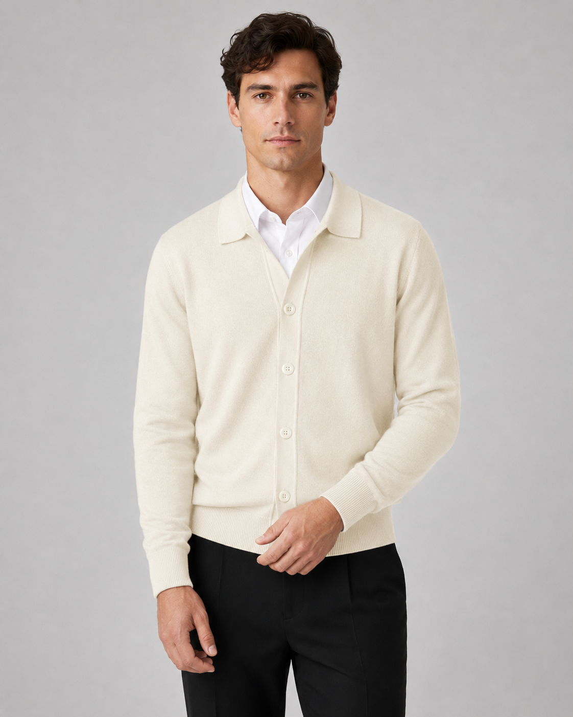 Zephan | Button Front Collar Knit Cardigan