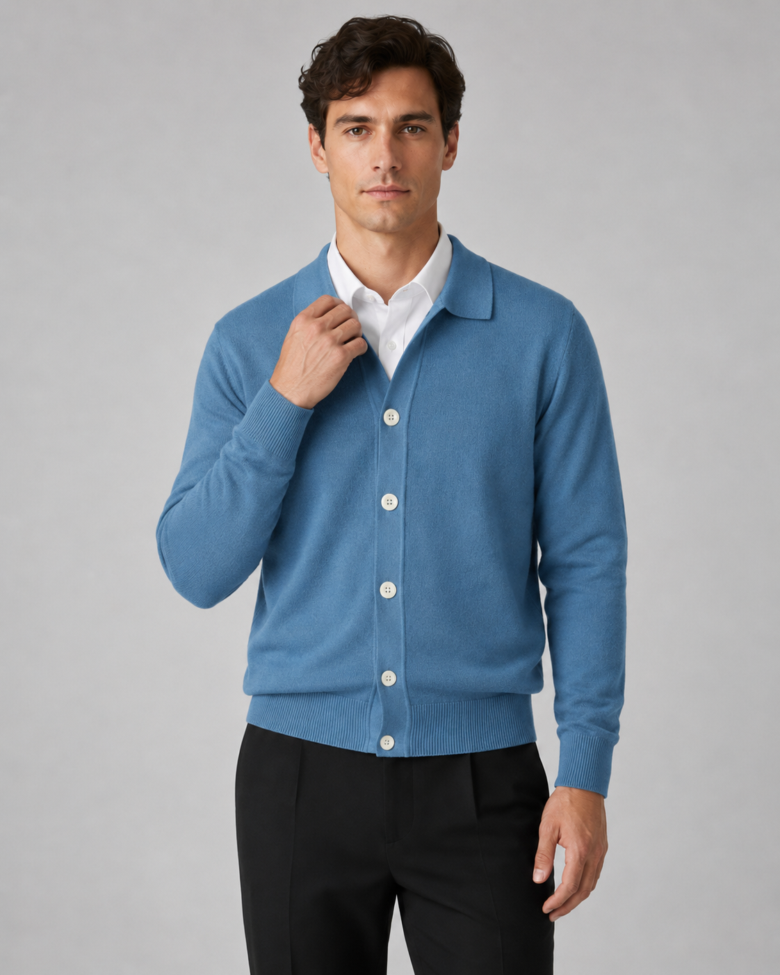 Zephan | Button Front Collar Knit Cardigan