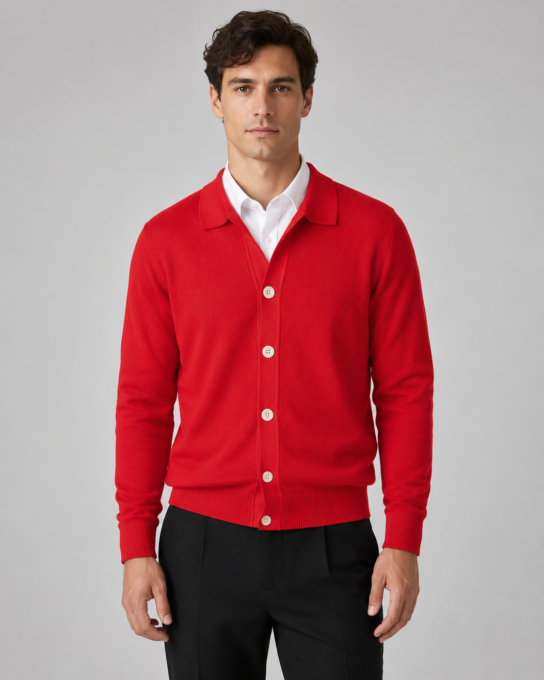 Zephan | Button Front Collar Knit Cardigan