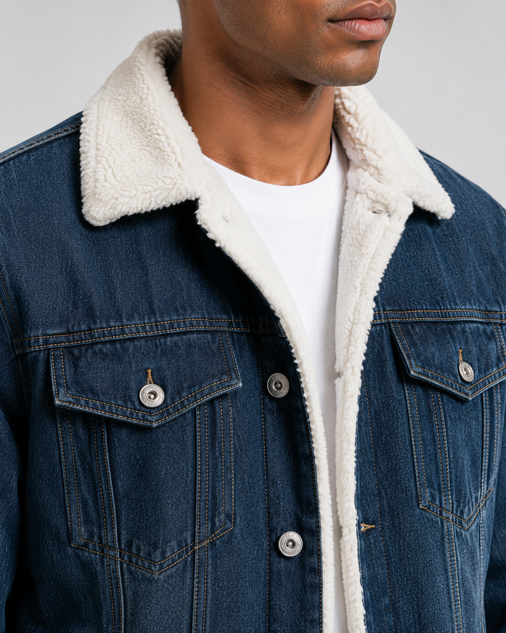 Theron | Sherpa Lined Denim Trucker Jacket