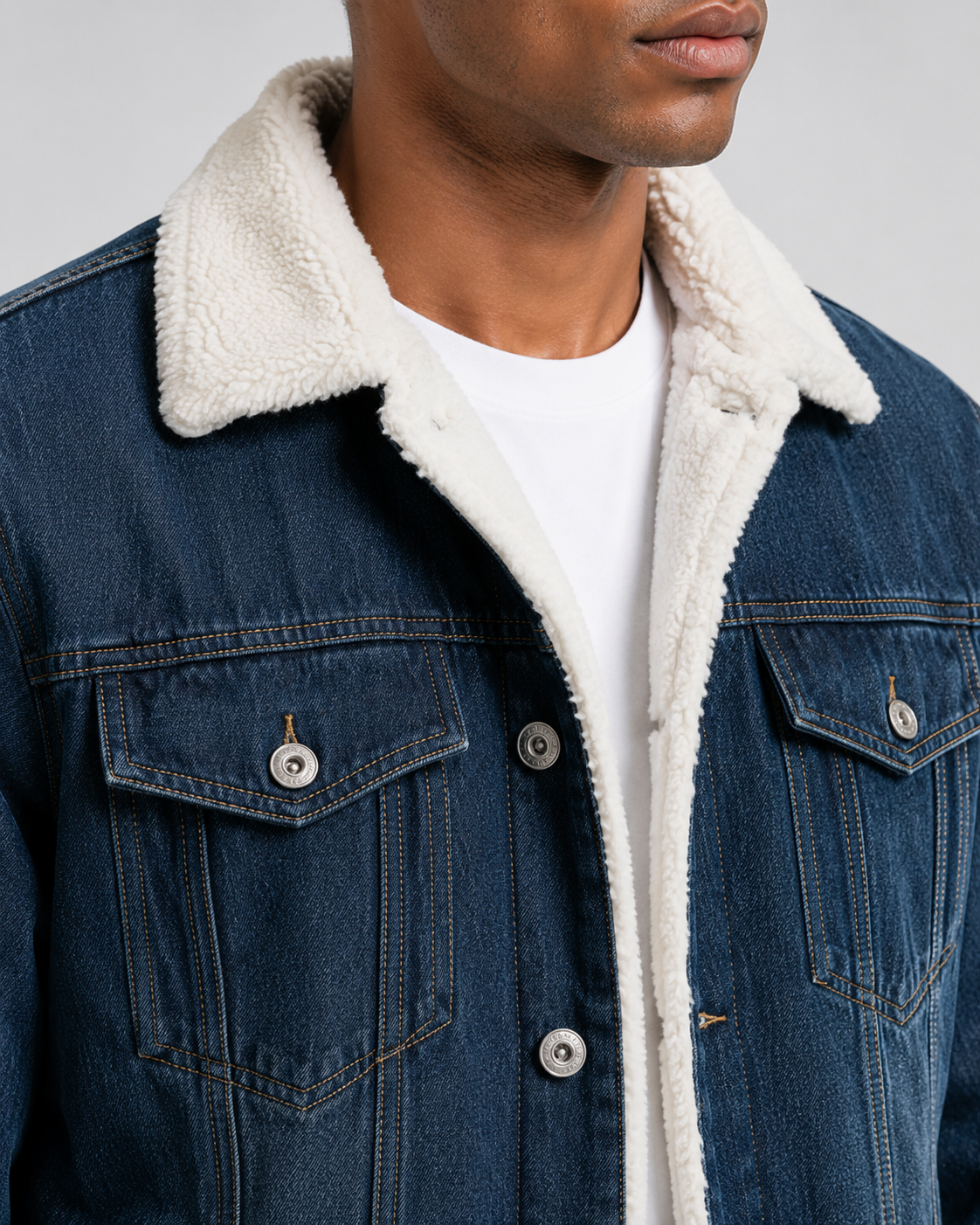 Theron | Sherpa Lined Denim Trucker Jacket