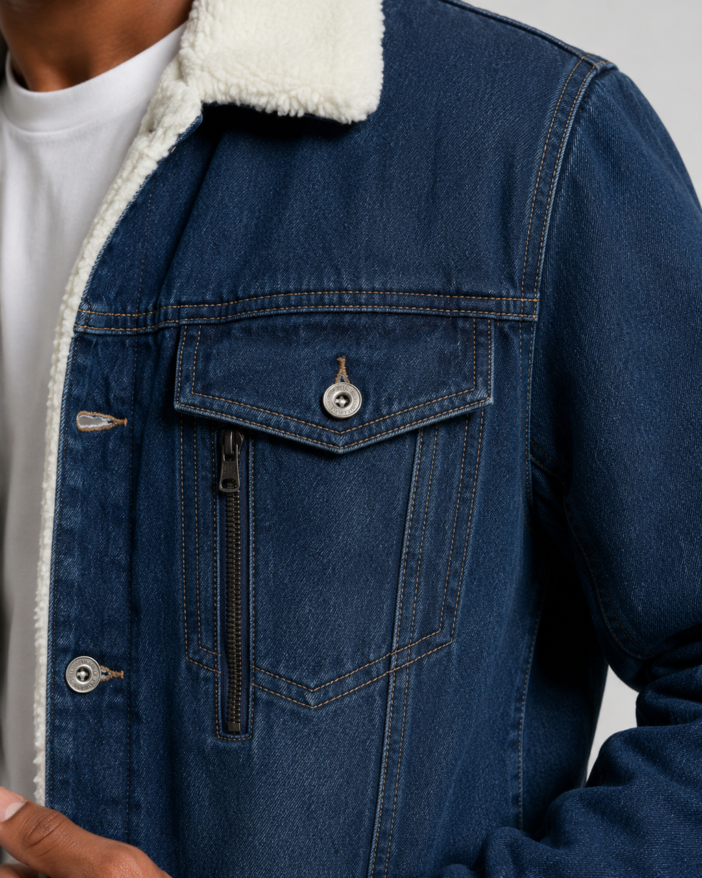 Theron | Sherpa Lined Denim Trucker Jacket