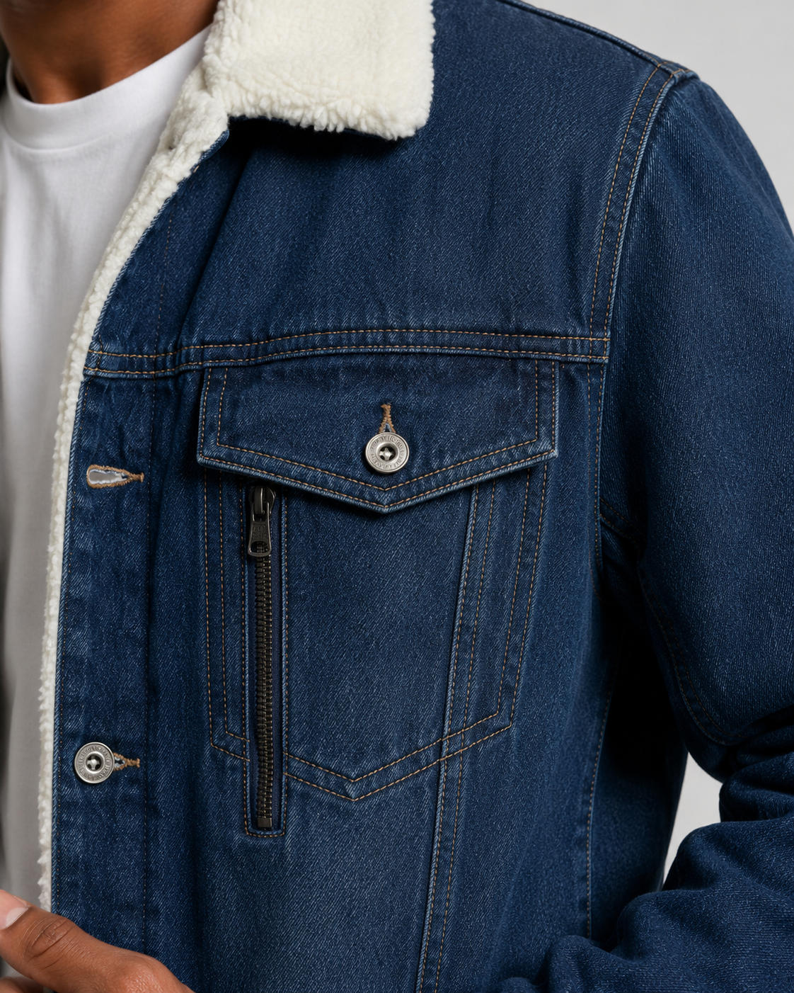 Theron | Sherpa Lined Denim Trucker Jacket