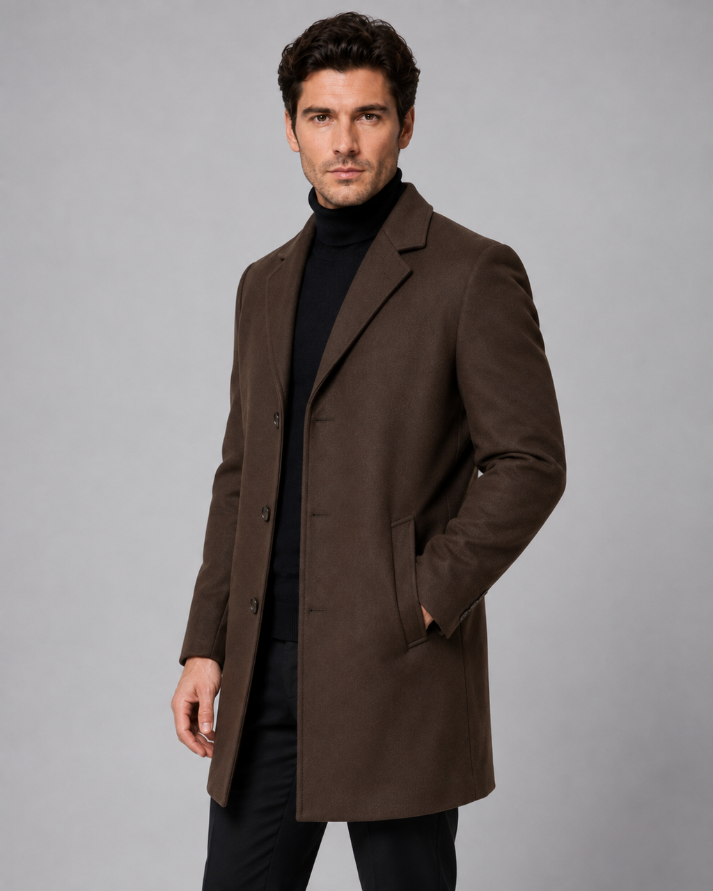 Barrington | Single-Breasted Notch Lapel Wool Coat
