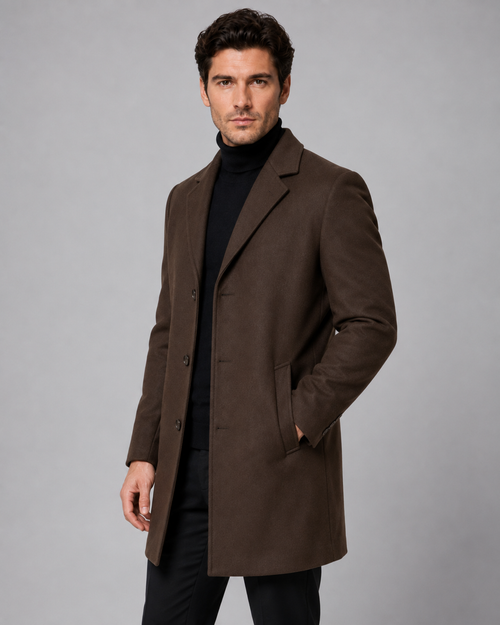 Barrington | Single-Breasted Notch Lapel Wool Coat