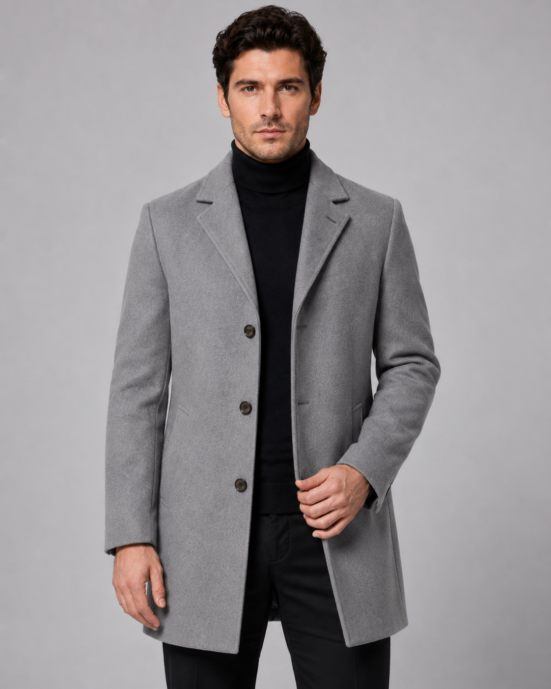 Barrington | Single-Breasted Notch Lapel Wool Coat