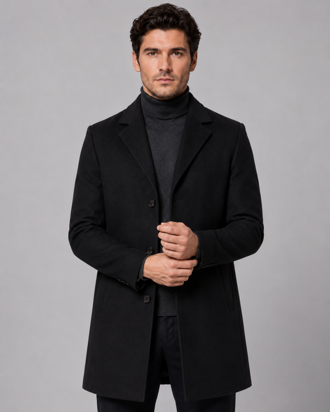 Barrington | Single-Breasted Notch Lapel Wool Coat