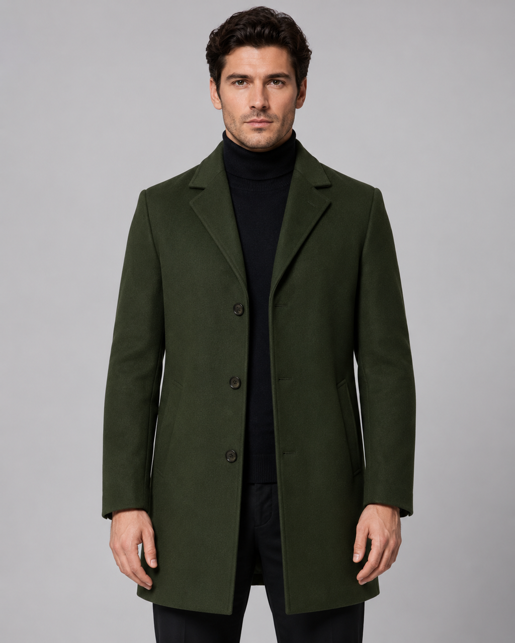 Barrington | Single-Breasted Notch Lapel Wool Coat