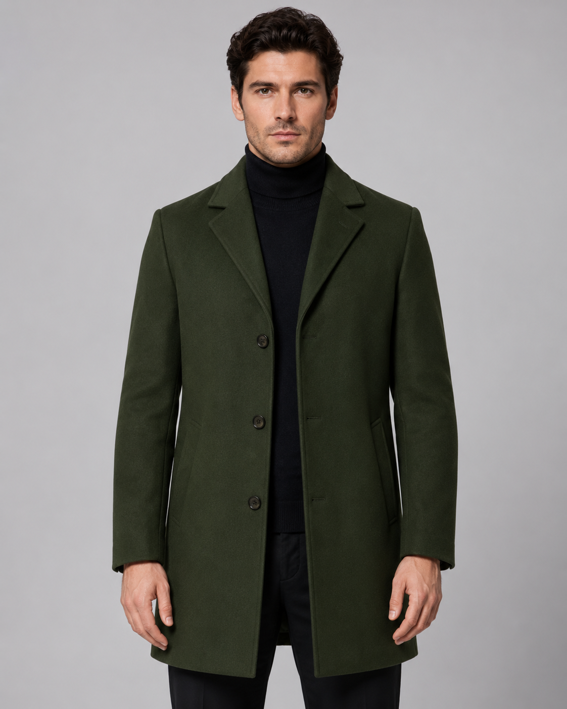 Barrington | Single-Breasted Notch Lapel Wool Coat