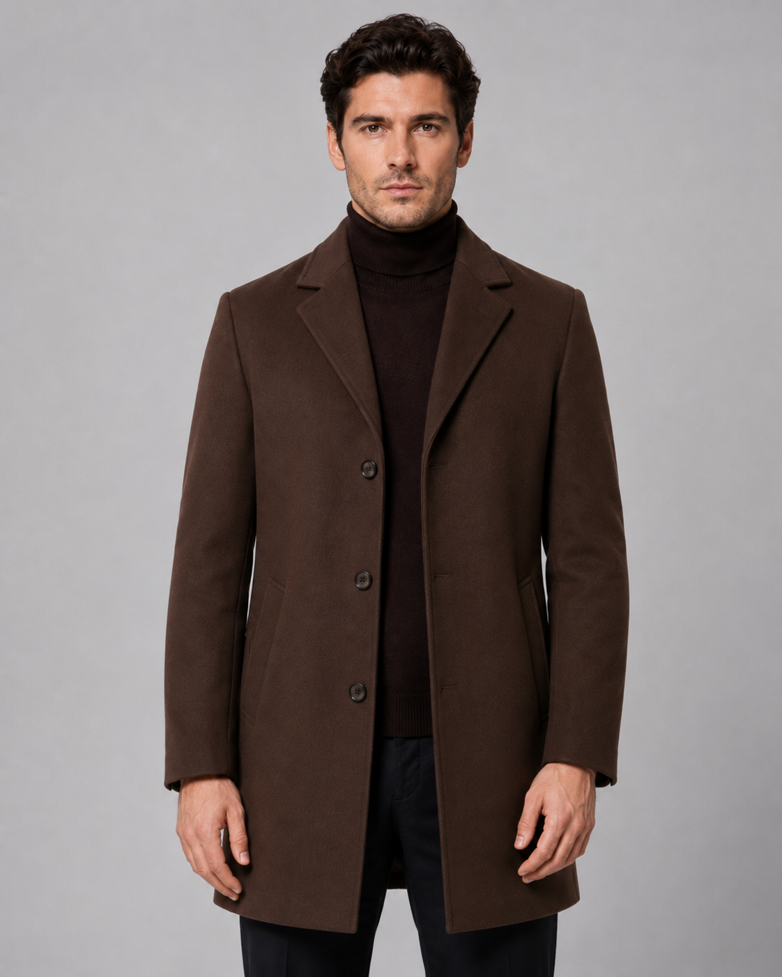 Barrington | Single-Breasted Notch Lapel Wool Coat