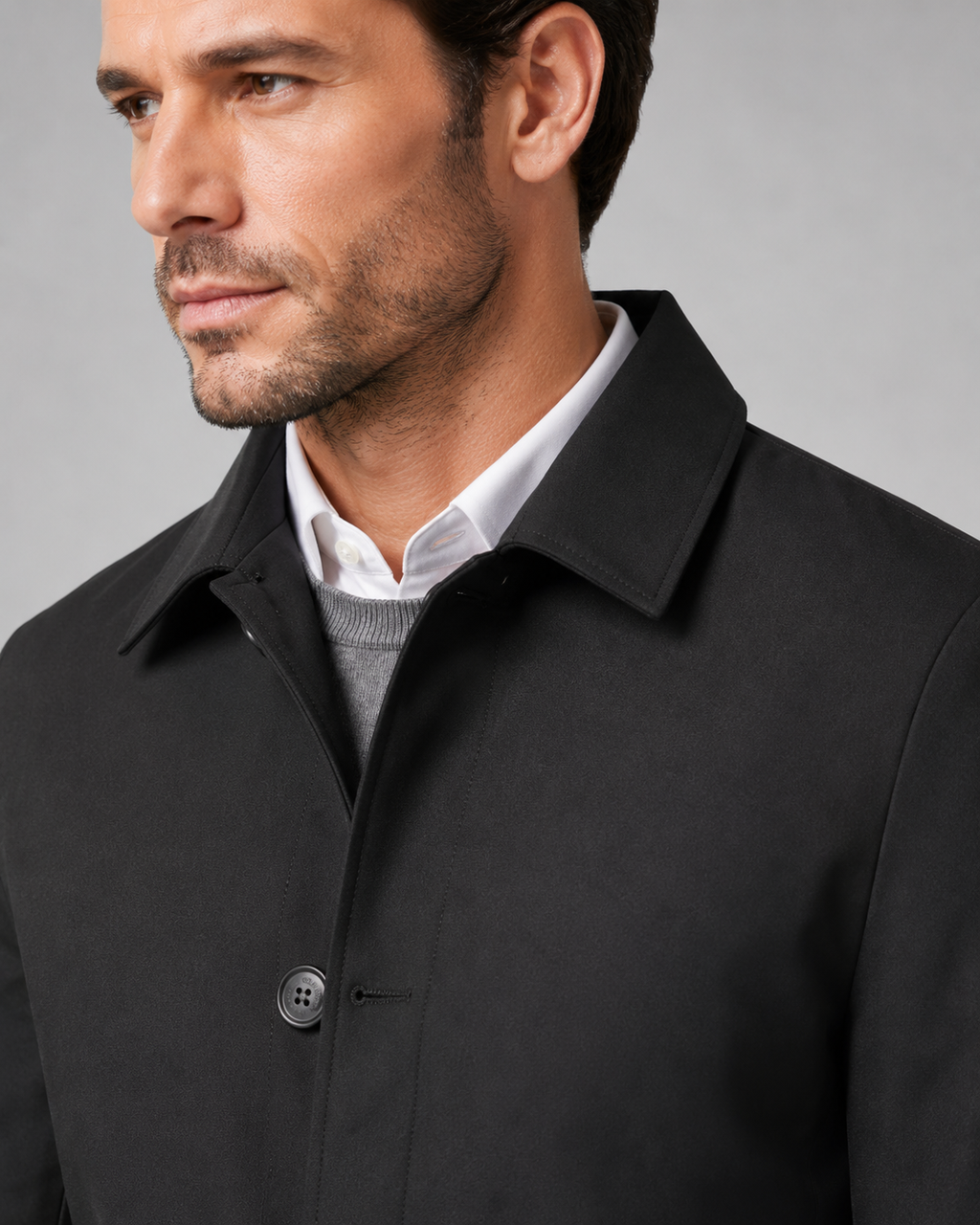 Wystan | Button-Up Mac Coat with Point Collar
