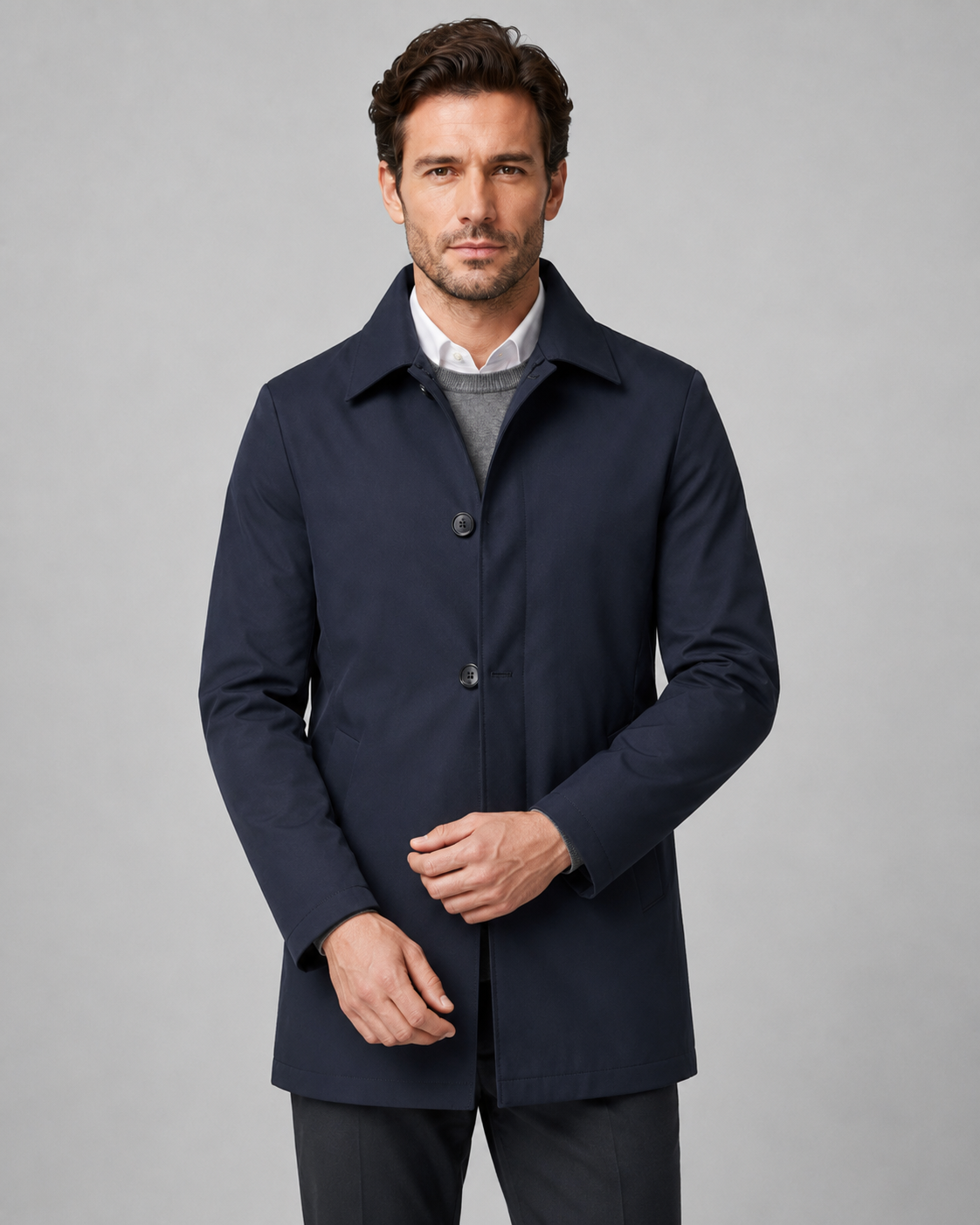 Wystan | Button-Up Mac Coat with Point Collar