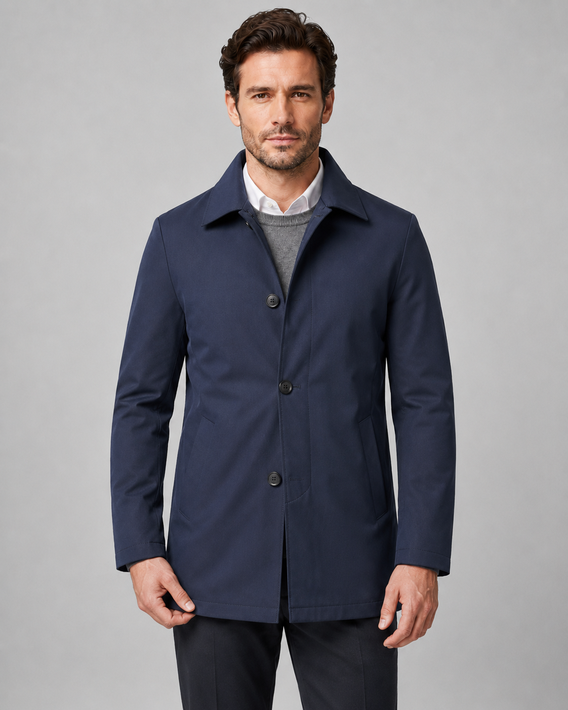 Wystan | Button-Up Mac Coat with Point Collar