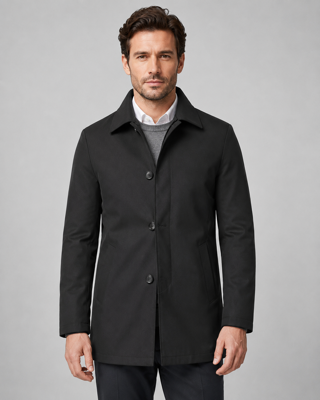 Wystan | Button-Up Mac Coat with Point Collar