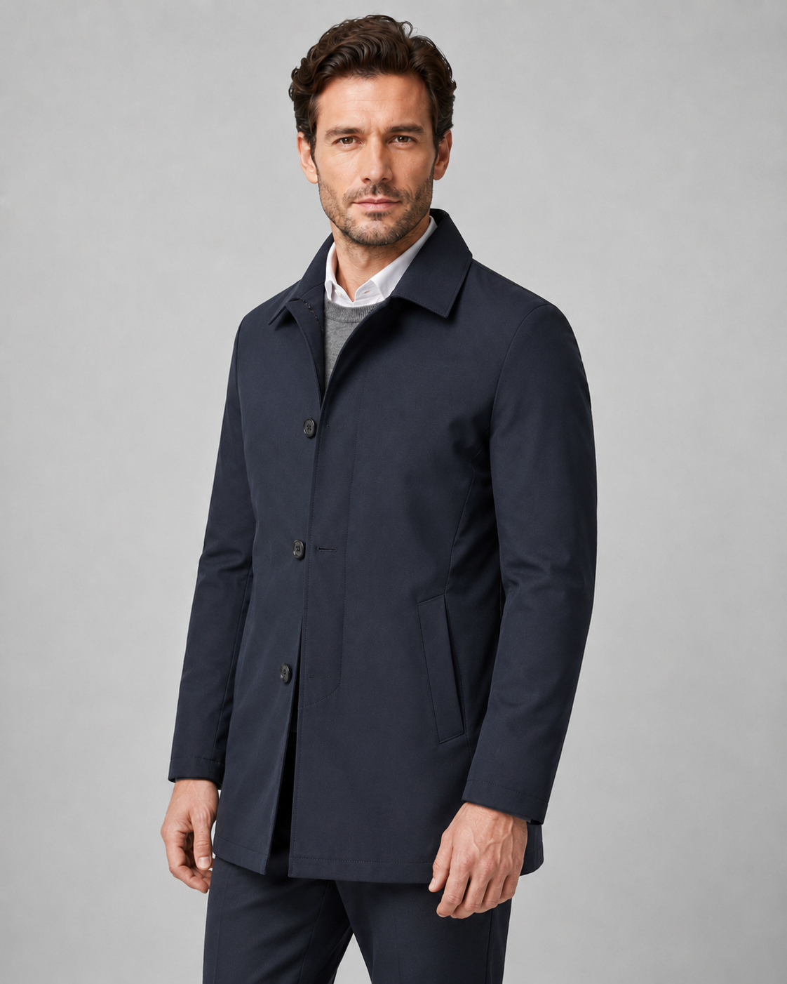 Wystan | Button-Up Mac Coat with Point Collar