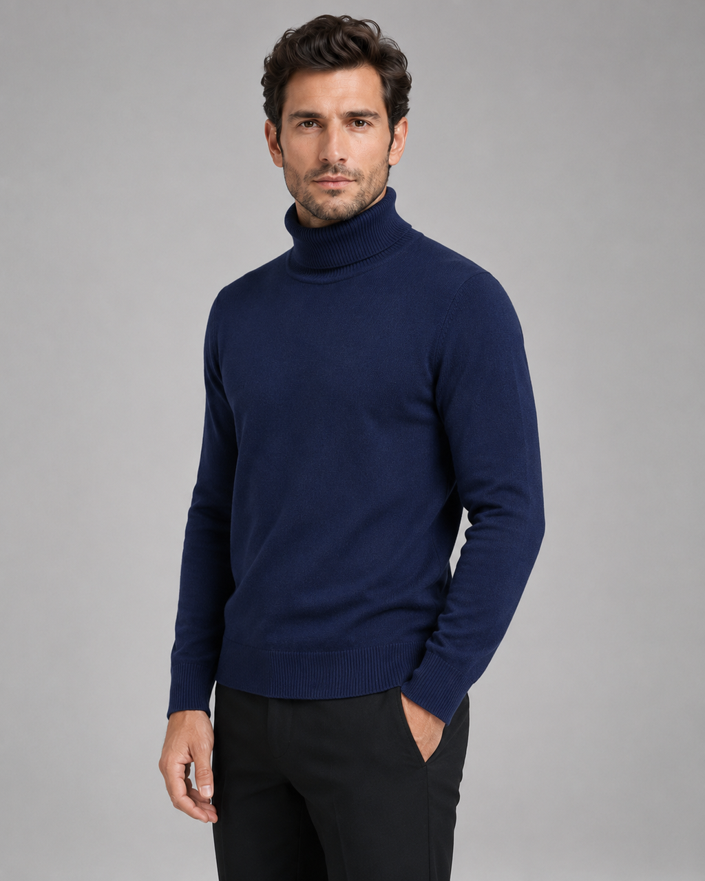 Xanthos | Fine Knit Roll Neck Turtleneck Sweater