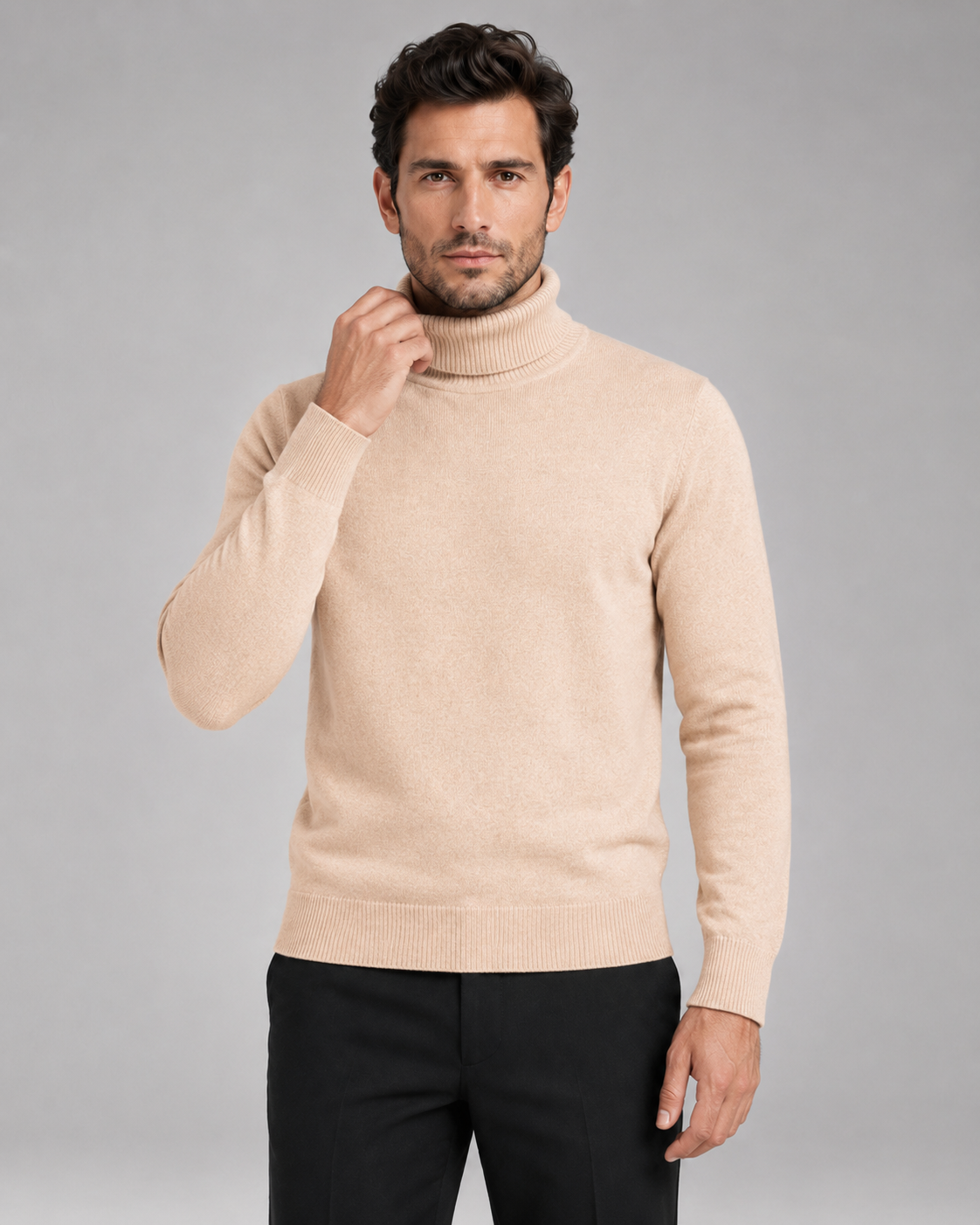 Xanthos | Fine Knit Roll Neck Turtleneck Sweater