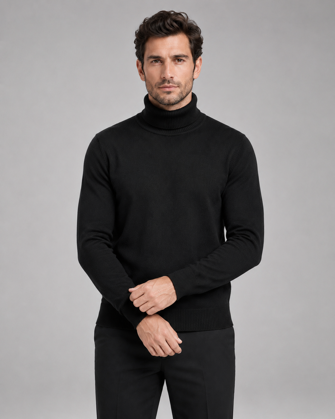 Xanthos | Fine Knit Roll Neck Turtleneck Sweater