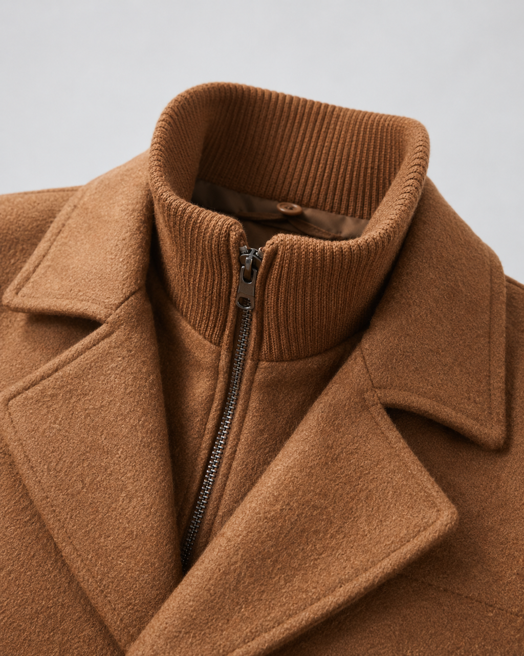 Ambrose | Zip Insert Funnel Neck Wool Coat