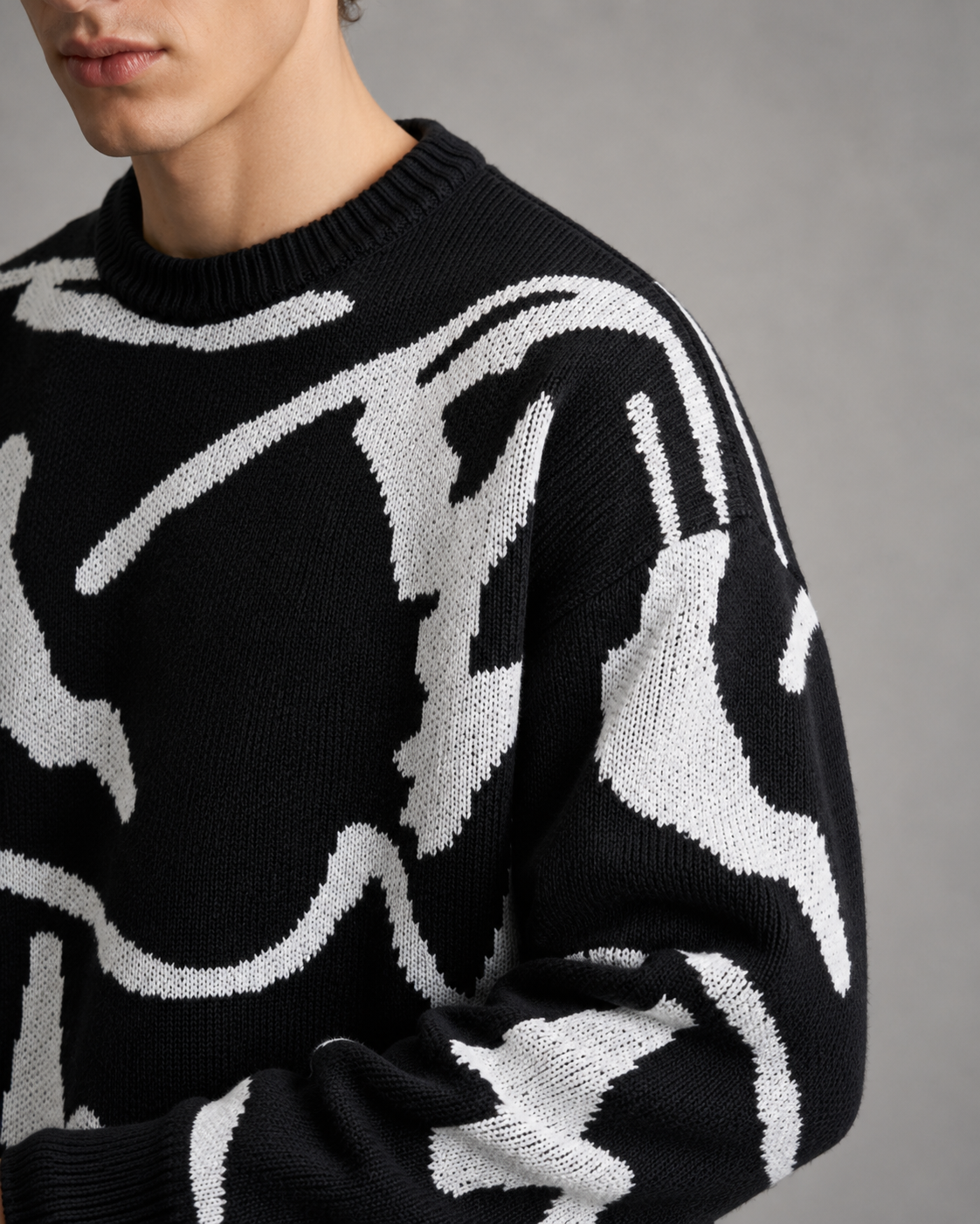Gideon | Abstract Graphic Drop Shoulder Knit Sweater