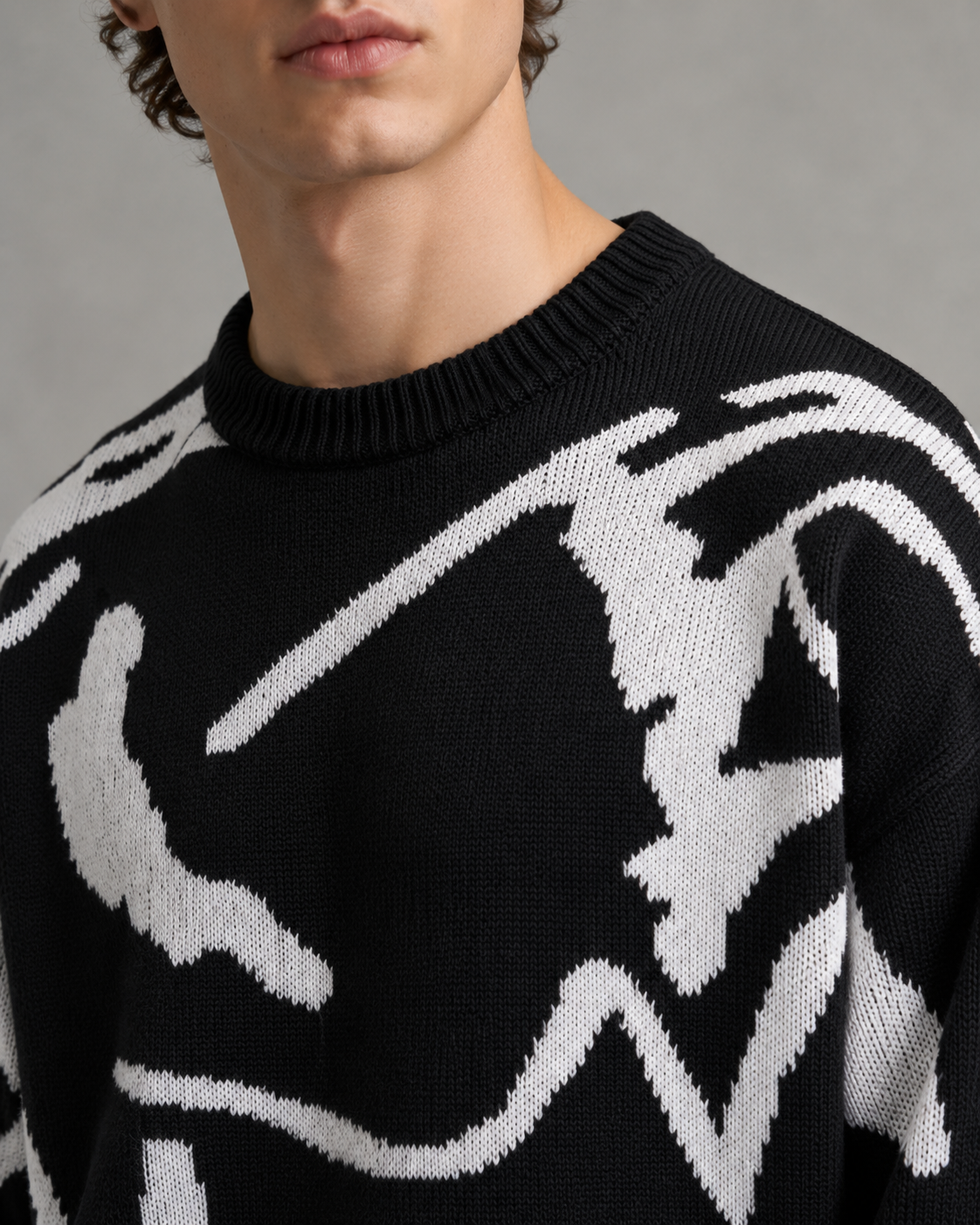 Gideon | Abstract Graphic Drop Shoulder Knit Sweater