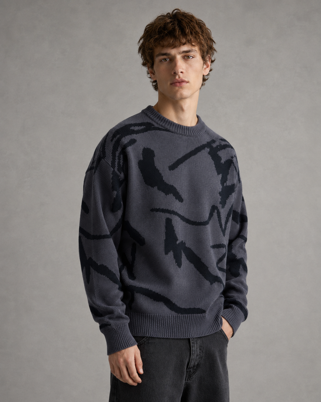 Gideon | Abstract Graphic Drop Shoulder Knit Sweater