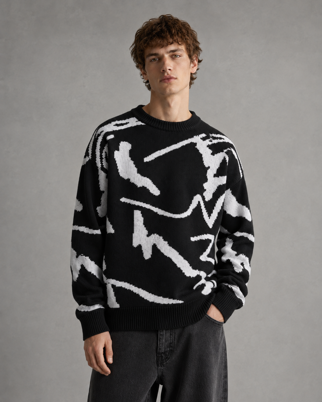 Gideon | Abstract Graphic Drop Shoulder Knit Sweater