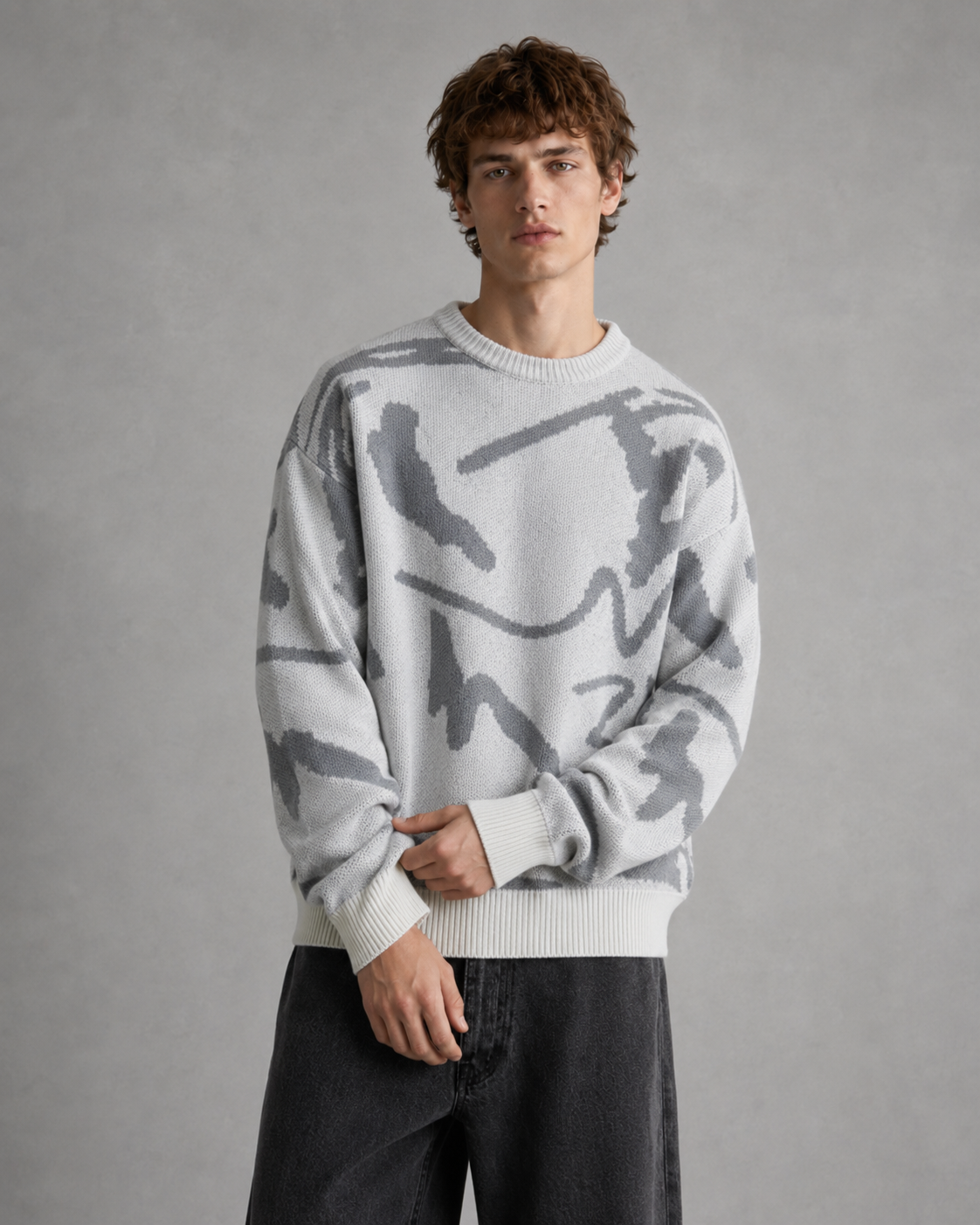 Gideon | Abstract Graphic Drop Shoulder Knit Sweater