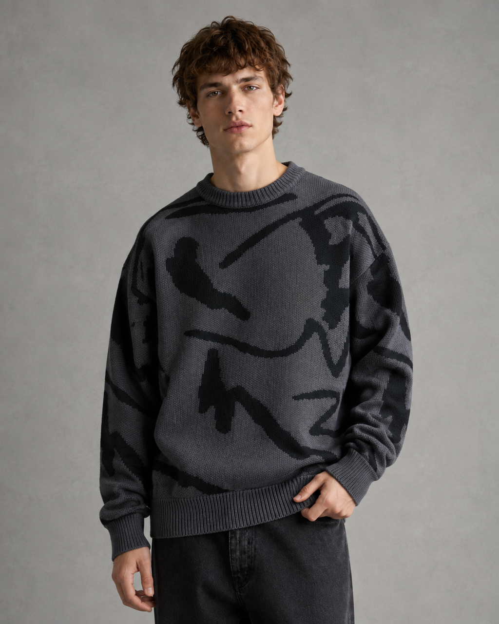 Gideon | Abstract Graphic Drop Shoulder Knit Sweater
