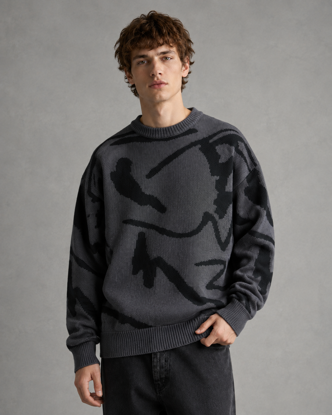 Gideon | Abstract Graphic Drop Shoulder Knit Sweater