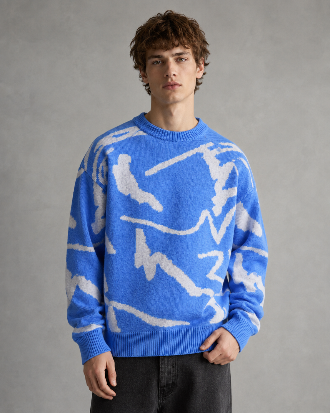 Gideon | Abstract Graphic Drop Shoulder Knit Sweater