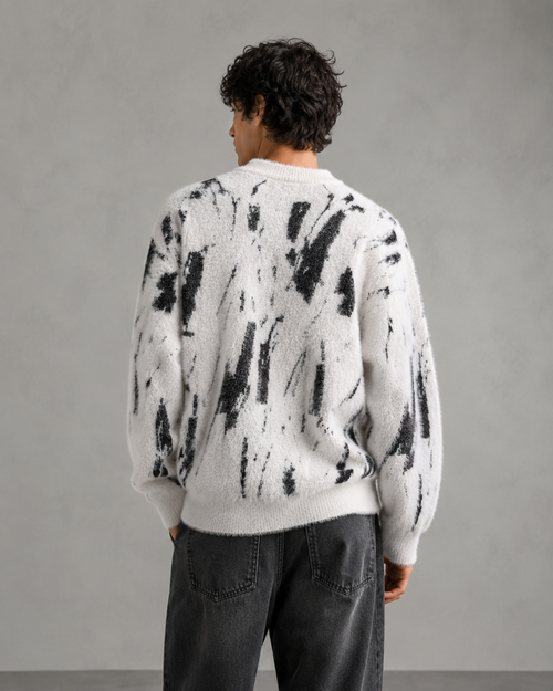 Bramwell | Fuzzy Texture Abstract Knit Sweater