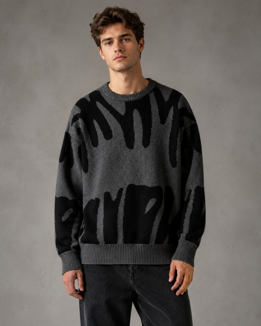 Julian | Relaxed Drop Shoulder Abstract Knit Sweater