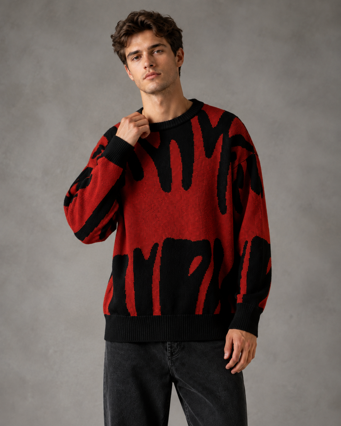Julian | Relaxed Drop Shoulder Abstract Knit Sweater