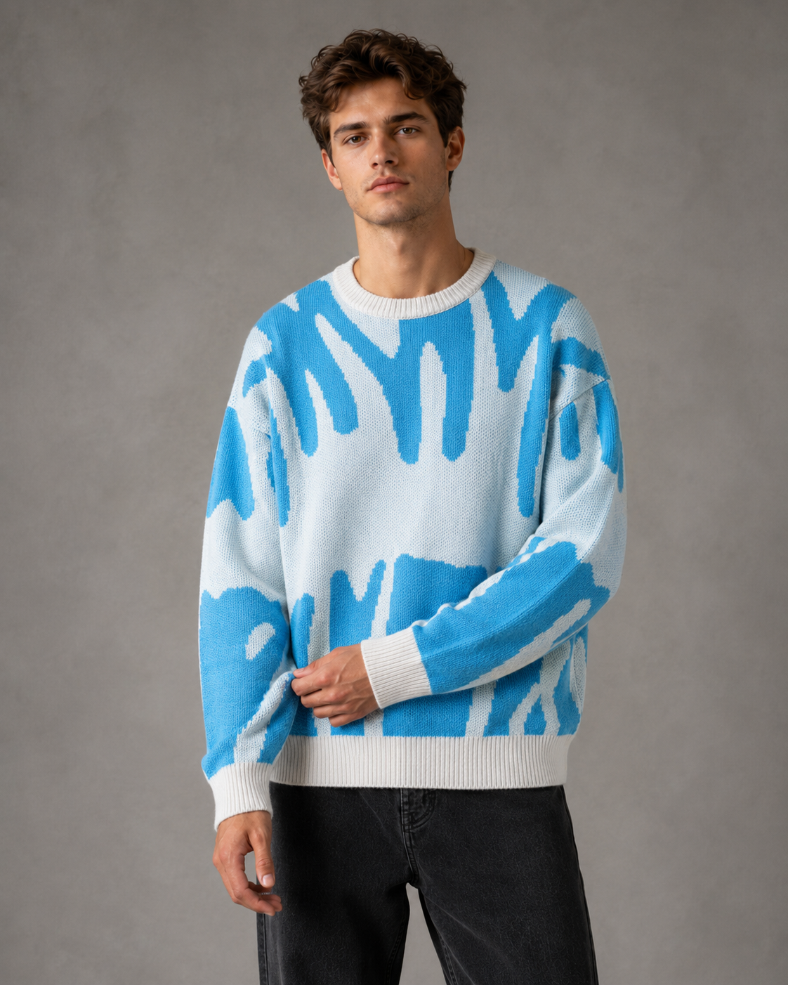 Julian | Relaxed Drop Shoulder Abstract Knit Sweater
