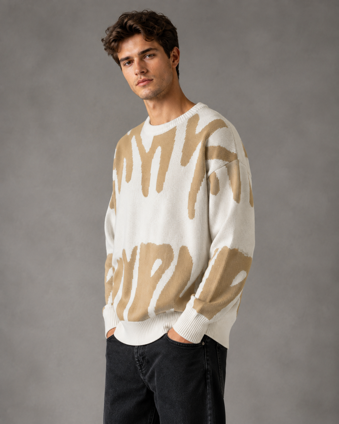 Julian | Relaxed Drop Shoulder Abstract Knit Sweater