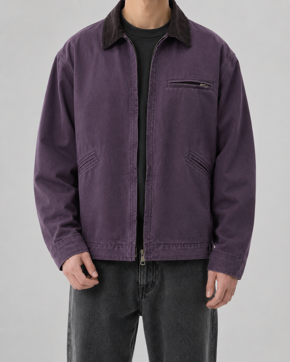 Tarquin | Cotton Canvas Barn Jacket with Corduroy Collar