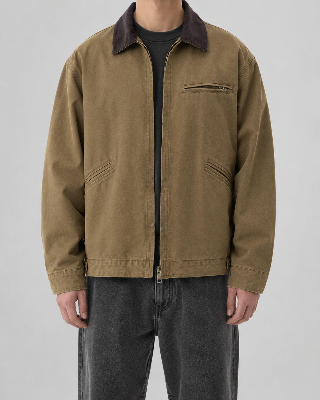 Tarquin | Cotton Canvas Barn Jacket with Corduroy Collar