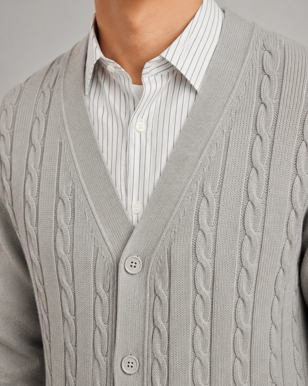 Yannick | Cable Knit V-Neck Cardigan