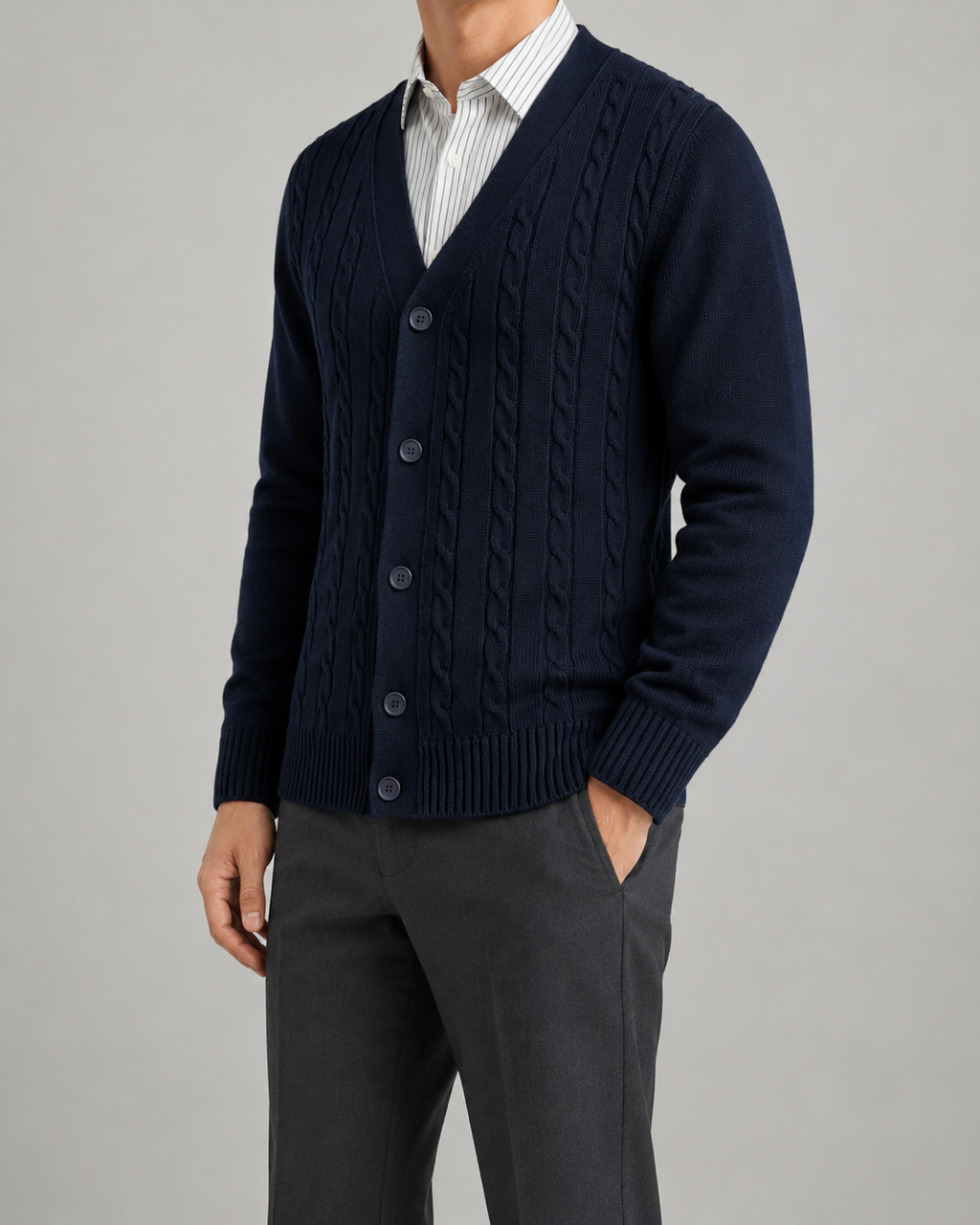 Yannick | Cable Knit V-Neck Cardigan