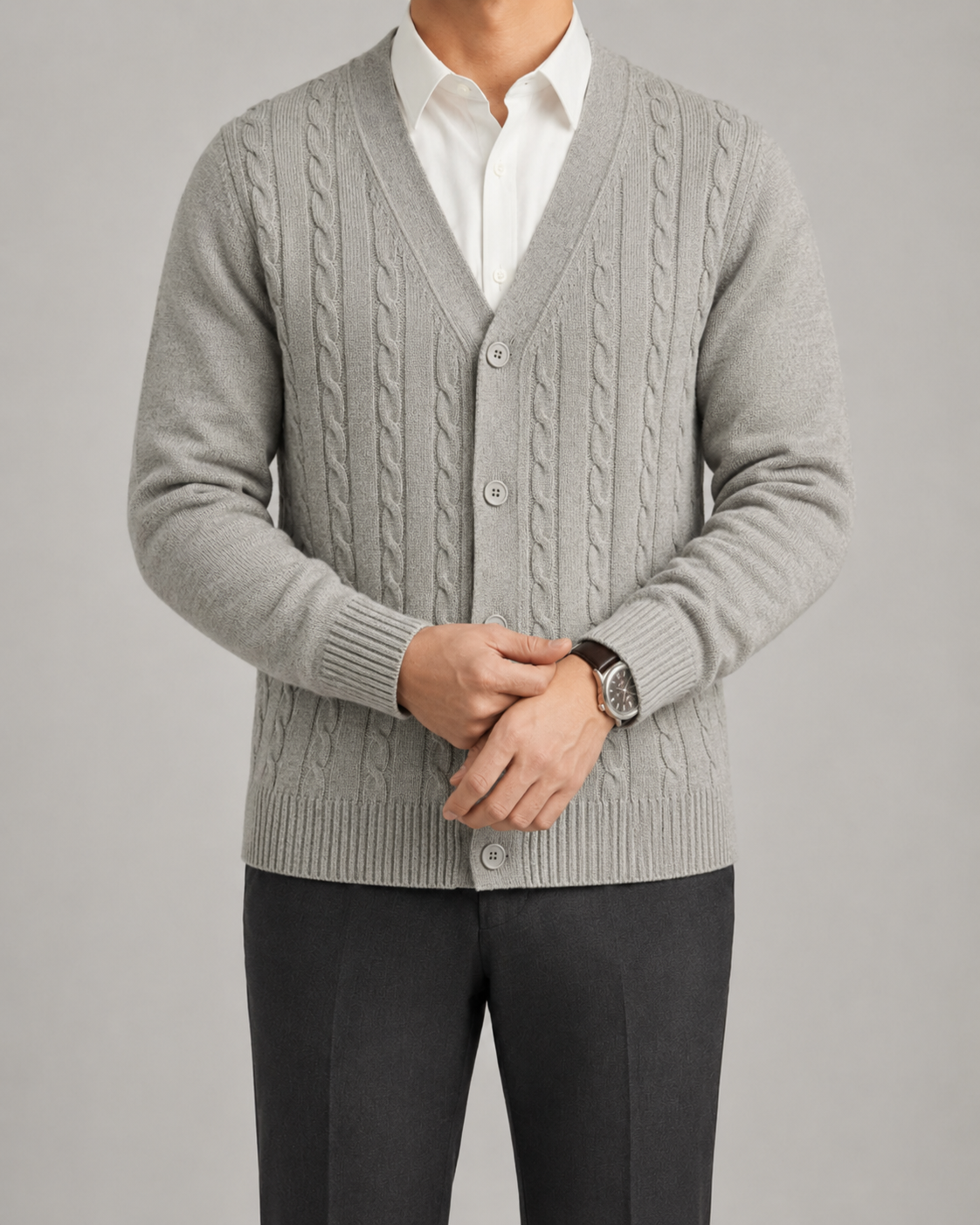 Yannick | Cable Knit V-Neck Cardigan