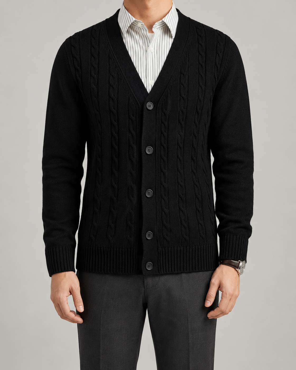 Yannick | Cable Knit V-Neck Cardigan