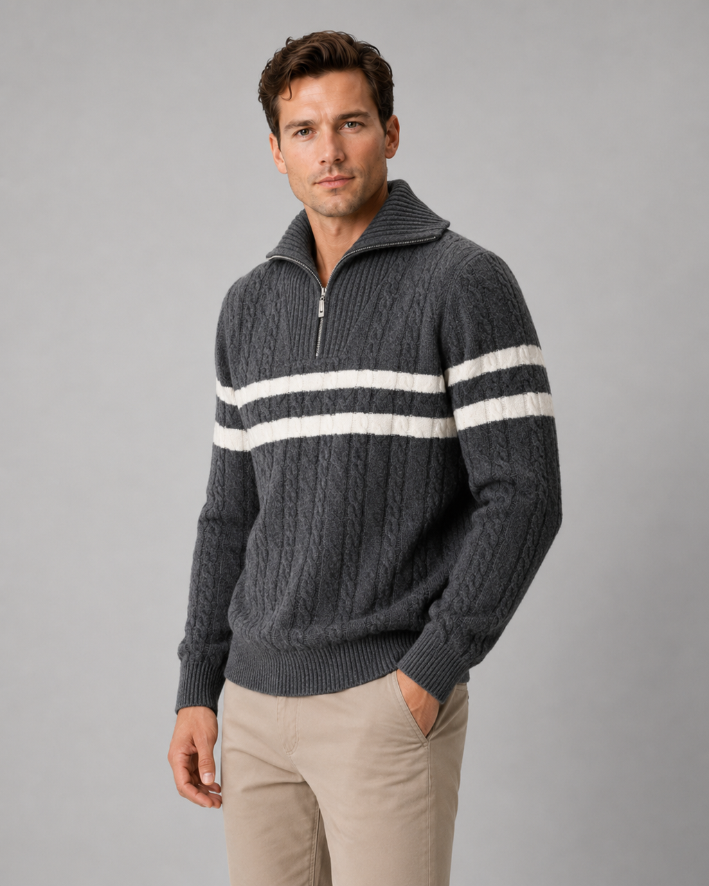 Wendell | Cable Knit Quarter-Zip Sweater