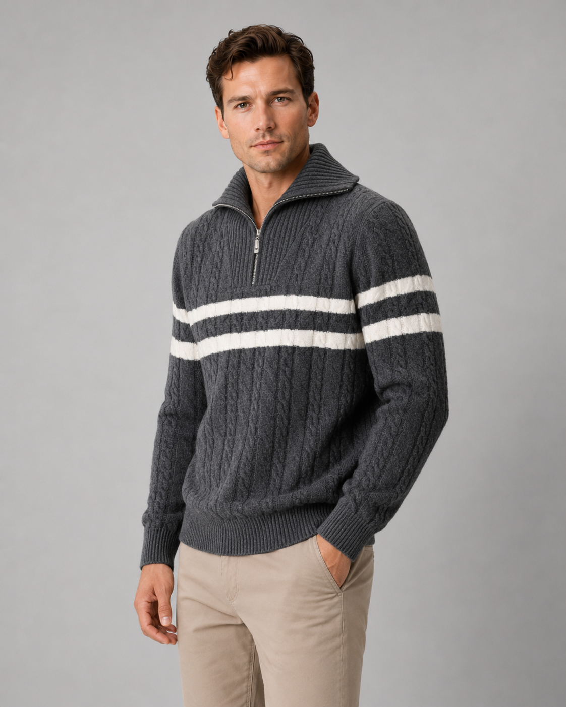 Wendell | Cable Knit Quarter-Zip Sweater