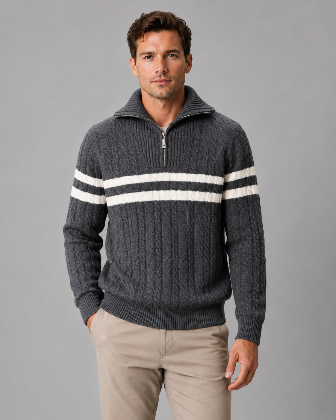Wendell | Cable Knit Quarter-Zip Sweater