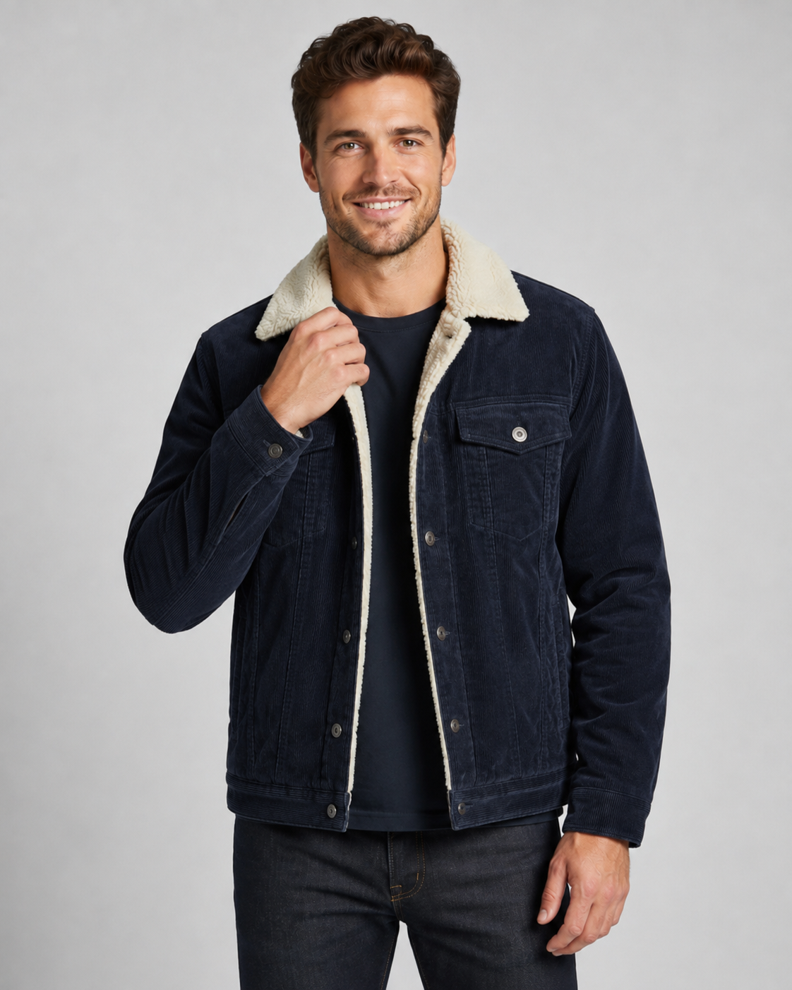 Ellery | Corduroy Trucker Jacket with Sherpa Collar